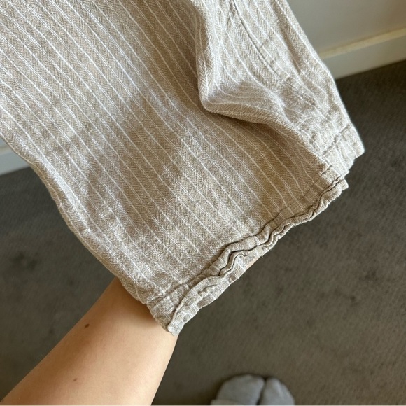 3/$20⚡️ Rewash Tan & White Striped Linen Blend Tie Waist Flowy Pants - Picture 13 of 13